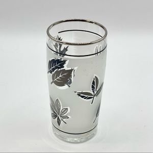*VINTAGE* Libbey Frosted Glass Silver Leaf Juice Glass